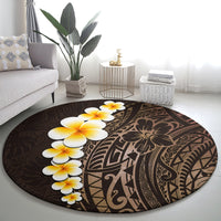 brown-polynesia-round-carpet-plumeria-tropical-leaves-with-galaxy-polynesian-art