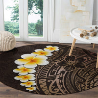 brown-polynesia-round-carpet-plumeria-tropical-leaves-with-galaxy-polynesian-art