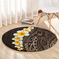 brown-polynesia-round-carpet-plumeria-tropical-leaves-with-galaxy-polynesian-art