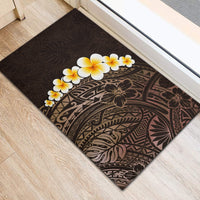 Brown Polynesia Rubber Doormat Plumeria Tropical Leaves With Galaxy Polynesian Art - Wonder Print Shop