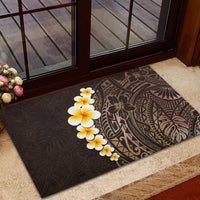 Brown Polynesia Rubber Doormat Plumeria Tropical Leaves With Galaxy Polynesian Art - Wonder Print Shop