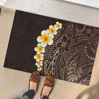 Brown Polynesia Rubber Doormat Plumeria Tropical Leaves With Galaxy Polynesian Art - Wonder Print Shop