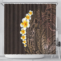 brown-polynesia-shower-curtain-plumeria-tropical-leaves-with-galaxy-polynesian-art