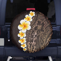 Brown Polynesia Spare Tire Cover Plumeria Tropical Leaves With Galaxy Polynesian Art - Wonder Print Shop