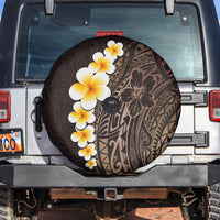 Brown Polynesia Spare Tire Cover Plumeria Tropical Leaves With Galaxy Polynesian Art - Wonder Print Shop