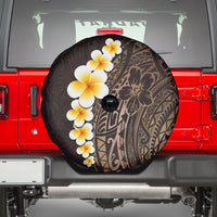 Brown Polynesia Spare Tire Cover Plumeria Tropical Leaves With Galaxy Polynesian Art - Wonder Print Shop