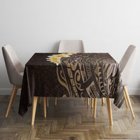 Brown Polynesia Tablecloth Plumeria Tropical Leaves With Galaxy Polynesian Art - Wonder Print Shop