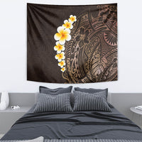 Brown Polynesia Tapestry Plumeria Tropical Leaves With Galaxy Polynesian Art - Wonder Print Shop