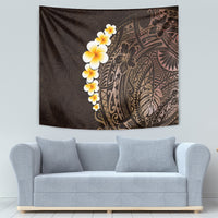 Brown Polynesia Tapestry Plumeria Tropical Leaves With Galaxy Polynesian Art - Wonder Print Shop