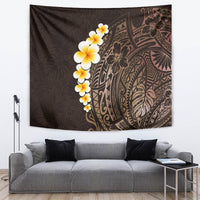 Brown Polynesia Tapestry Plumeria Tropical Leaves With Galaxy Polynesian Art - Wonder Print Shop
