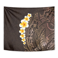 Brown Polynesia Tapestry Plumeria Tropical Leaves With Galaxy Polynesian Art - Wonder Print Shop