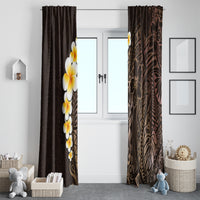 Brown Polynesia Window Curtain Plumeria Tropical Leaves With Galaxy Polynesian Art - Wonder Print Shop
