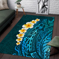Turquosie Polynesia Area Rug Plumeria Tropical Leaves With Galaxy Polynesian Art - Wonder Print Shop