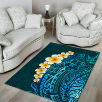 Turquosie Polynesia Area Rug Plumeria Tropical Leaves With Galaxy Polynesian Art - Wonder Print Shop