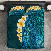 Turquosie Polynesia Bedding Set Plumeria Tropical Leaves With Galaxy Polynesian Art - Wonder Print Shop