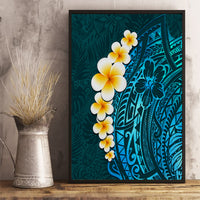 Turquosie Polynesia Canvas Wall Art Plumeria Tropical Leaves With Galaxy Polynesian Art - Wonder Print Shop