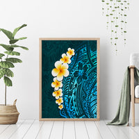 Turquosie Polynesia Canvas Wall Art Plumeria Tropical Leaves With Galaxy Polynesian Art - Wonder Print Shop