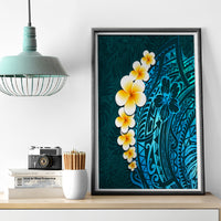 Turquosie Polynesia Canvas Wall Art Plumeria Tropical Leaves With Galaxy Polynesian Art - Wonder Print Shop