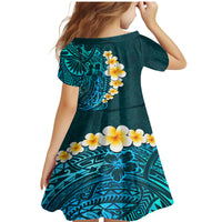 Turquosie Polynesia Family Matching Mermaid Dress and Hawaiian Shirt Plumeria Tropical Leaves With Galaxy Polynesian Art - Wonder Print Shop