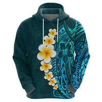 Turquosie Polynesia Hoodie Plumeria Tropical Leaves With Galaxy Polynesian Art - Wonder Print Shop