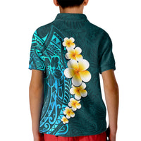 Turquosie Polynesia Kid Polo Shirt Plumeria Tropical Leaves With Galaxy Polynesian Art - Wonder Print Shop