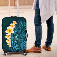 Turquosie Polynesia Luggage Cover Plumeria Tropical Leaves With Galaxy Polynesian Art - Wonder Print Shop