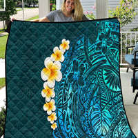 Turquosie Polynesia Quilt Plumeria Tropical Leaves With Galaxy Polynesian Art - Wonder Print Shop