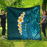 Turquosie Polynesia Quilt Plumeria Tropical Leaves With Galaxy Polynesian Art - Wonder Print Shop