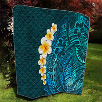 Turquosie Polynesia Quilt Plumeria Tropical Leaves With Galaxy Polynesian Art - Wonder Print Shop