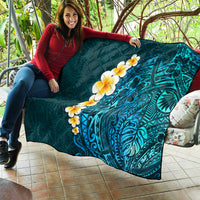 Turquosie Polynesia Quilt Plumeria Tropical Leaves With Galaxy Polynesian Art - Wonder Print Shop