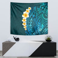 Turquosie Polynesia Tapestry Plumeria Tropical Leaves With Galaxy Polynesian Art - Wonder Print Shop