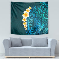 Turquosie Polynesia Tapestry Plumeria Tropical Leaves With Galaxy Polynesian Art - Wonder Print Shop