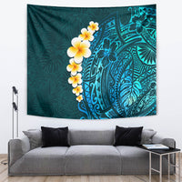 Turquosie Polynesia Tapestry Plumeria Tropical Leaves With Galaxy Polynesian Art - Wonder Print Shop
