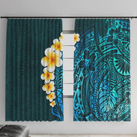 Turquosie Polynesia Window Curtain Plumeria Tropical Leaves With Galaxy Polynesian Art - Wonder Print Shop
