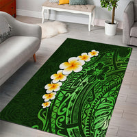 Green Polynesia Area Rug Plumeria Tropical Leaves With Galaxy Polynesian Art - Wonder Print Shop