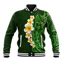 Green Polynesia Baseball Jacket Plumeria Tropical Leaves With Galaxy Polynesian Art - Wonder Print Shop