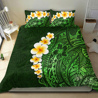Green Polynesia Bedding Set Plumeria Tropical Leaves With Galaxy Polynesian Art - Wonder Print Shop