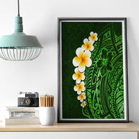 Green Polynesia Canvas Wall Art Plumeria Tropical Leaves With Galaxy Polynesian Art - Wonder Print Shop