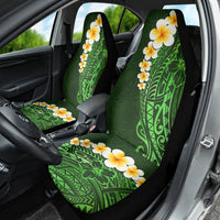 Green Polynesia Car Seat Cover Plumeria Tropical Leaves With Galaxy Polynesian Art - Wonder Print Shop