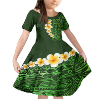 Green Polynesia Family Matching Mermaid Dress and Hawaiian Shirt Plumeria Tropical Leaves With Galaxy Polynesian Art - Wonder Print Shop