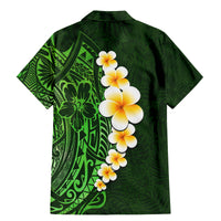 Green Polynesia Family Matching Mermaid Dress and Hawaiian Shirt Plumeria Tropical Leaves With Galaxy Polynesian Art - Wonder Print Shop