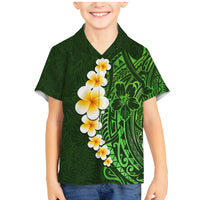Green Polynesia Family Matching Mermaid Dress and Hawaiian Shirt Plumeria Tropical Leaves With Galaxy Polynesian Art - Wonder Print Shop