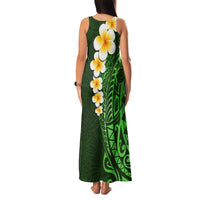 Green Polynesia Family Matching Tank Maxi Dress and Hawaiian Shirt Plumeria Tropical Leaves With Galaxy Polynesian Art - Wonder Print Shop