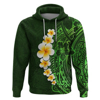 Green Polynesia Hoodie Plumeria Tropical Leaves With Galaxy Polynesian Art - Wonder Print Shop