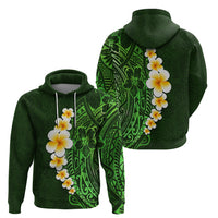 Green Polynesia Hoodie Plumeria Tropical Leaves With Galaxy Polynesian Art - Wonder Print Shop