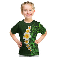 Green Polynesia Kid T Shirt Plumeria Tropical Leaves With Galaxy Polynesian Art - Wonder Print Shop