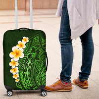 Green Polynesia Luggage Cover Plumeria Tropical Leaves With Galaxy Polynesian Art - Wonder Print Shop