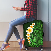 Green Polynesia Luggage Cover Plumeria Tropical Leaves With Galaxy Polynesian Art - Wonder Print Shop