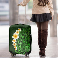 Green Polynesia Luggage Cover Plumeria Tropical Leaves With Galaxy Polynesian Art - Wonder Print Shop