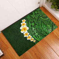 Green Polynesia Rubber Doormat Plumeria Tropical Leaves With Galaxy Polynesian Art - Wonder Print Shop